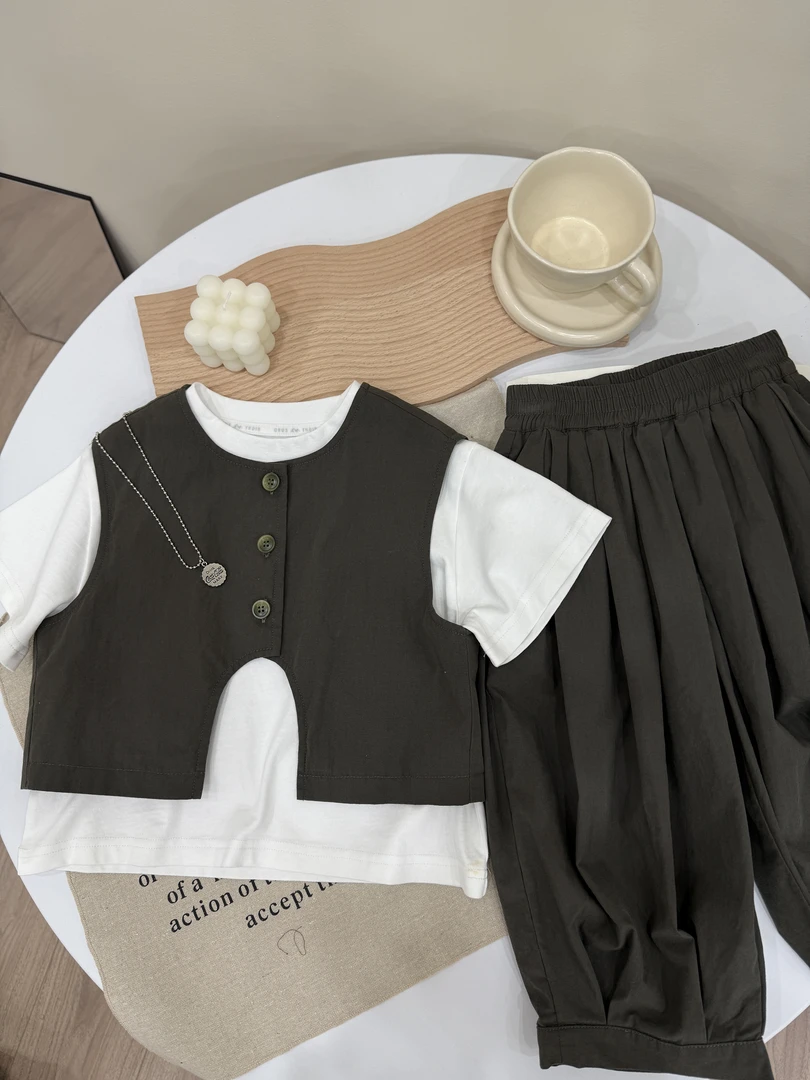 韩衣集{kids}夏季男童韩版三件套套装儿童时尚休闲百搭insFD25037