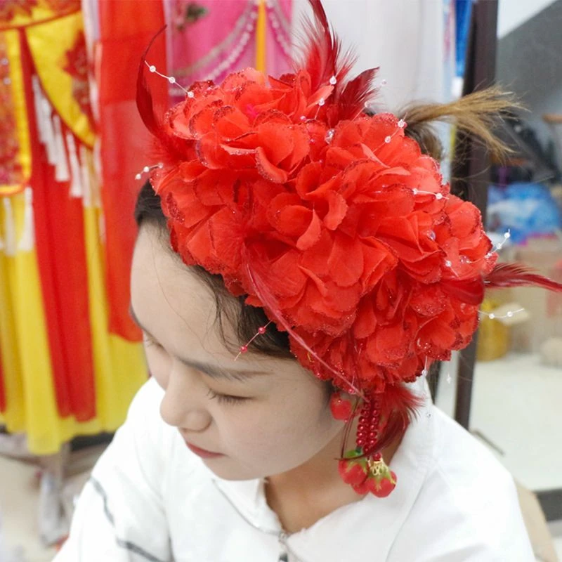 秧歌头花配饰舞蹈花环广场舞秧歌头饰扭秧歌道具秧歌表演道具