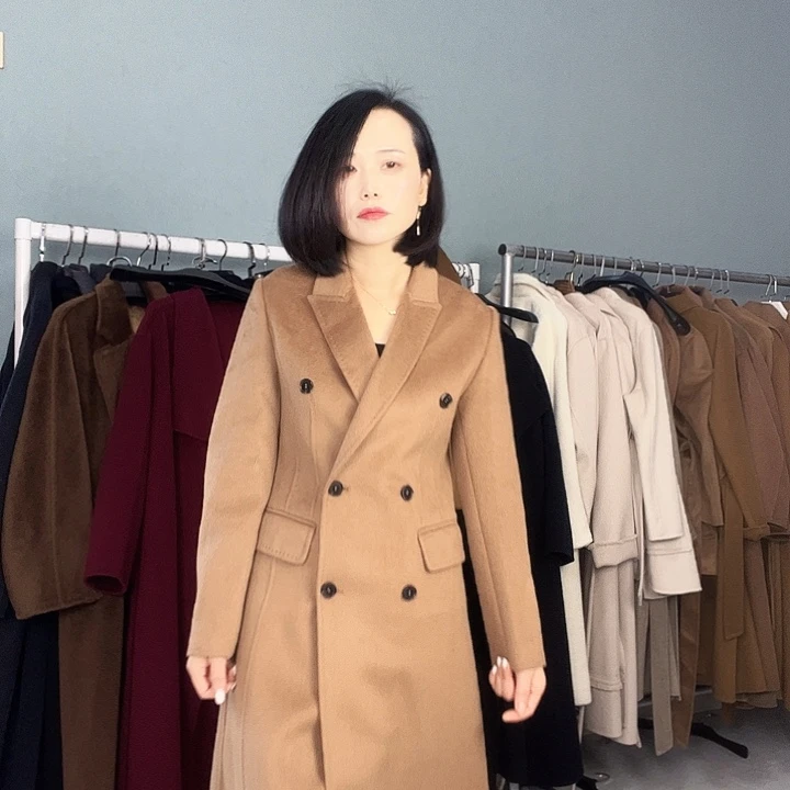 双面呢大衣修身款驼色S码