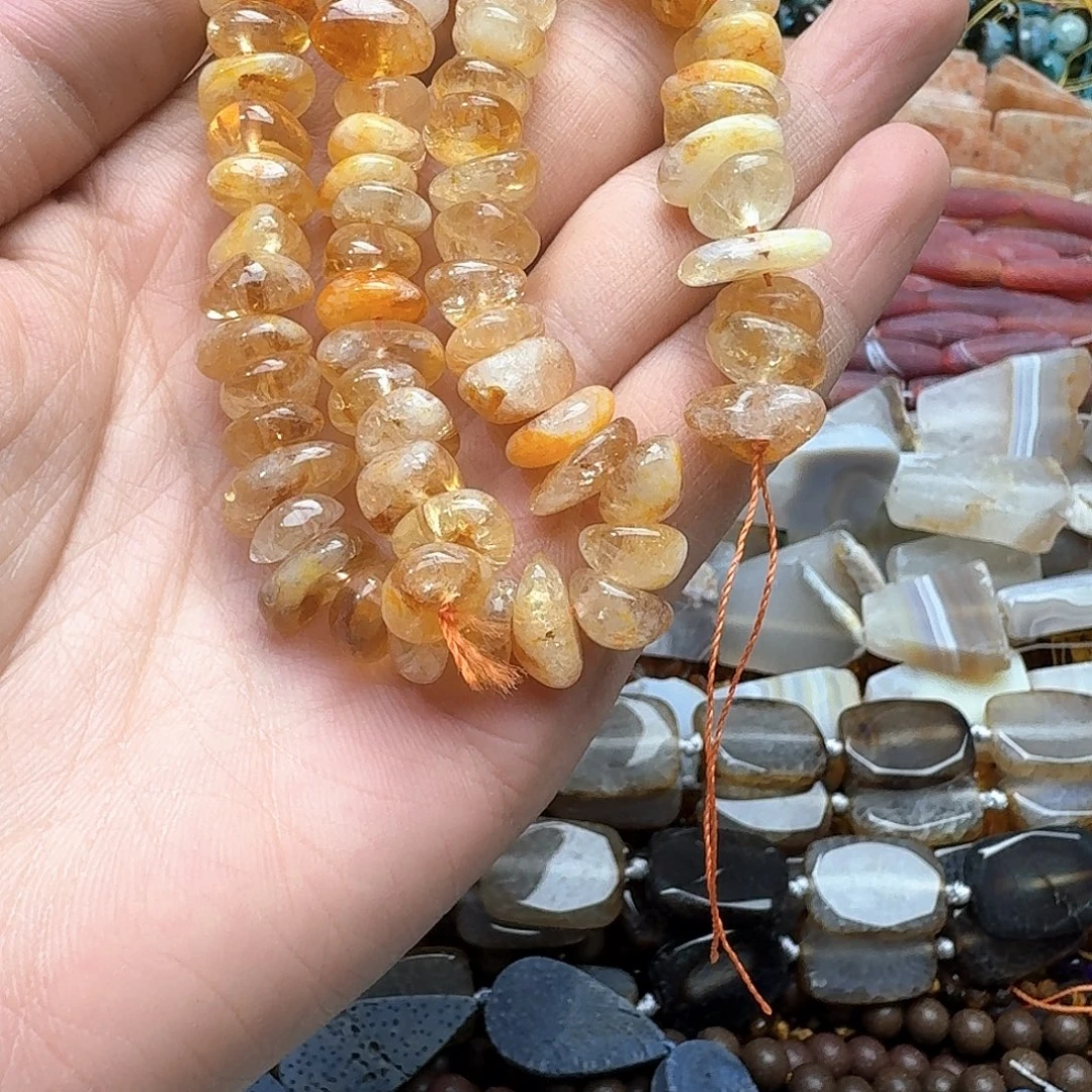 玛瑙/玉髓未镶嵌珠宝半成品一条10mm黄塔晶