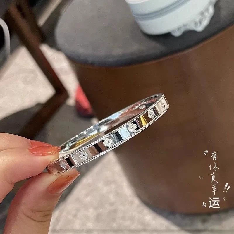 足银万花筒四叶草手镯 A5678