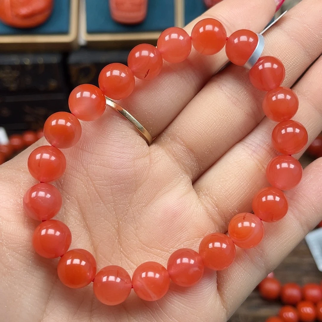 南红玛瑙合金手串福利 保山杨柳乡樱桃红卡9mm+