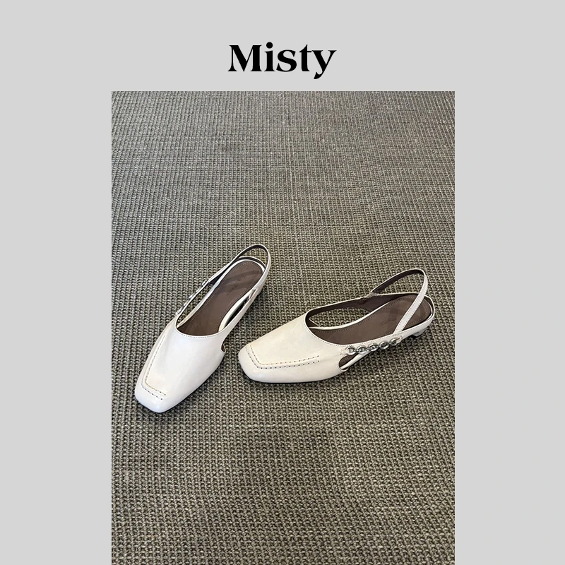 Misty森屿小众女鞋|4cm|夏季新款时尚低跟浅口软底包头凉鞋女
