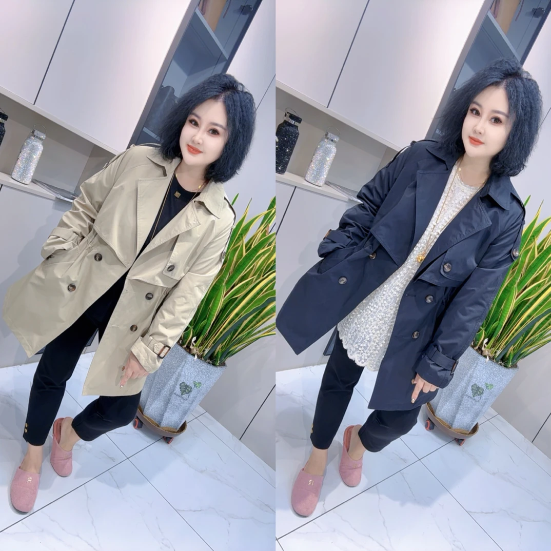 【娟姐精选】9832欧货秋季收腰显瘦百搭显大方时尚风衣外套
