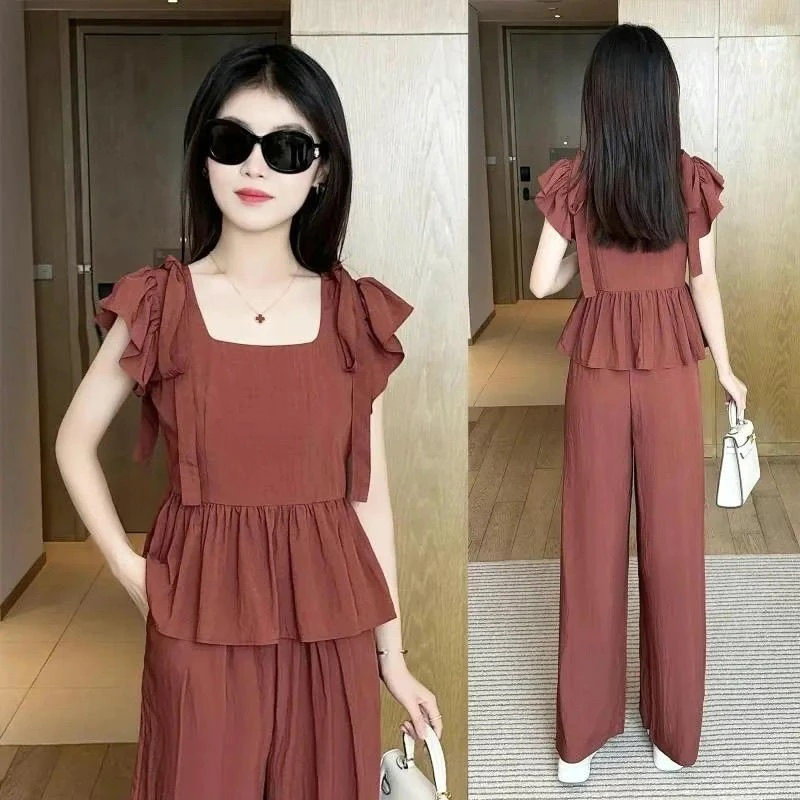 【91%好评率】2025夏季新款时尚套装小个子高级洋气减龄方领短袖阔