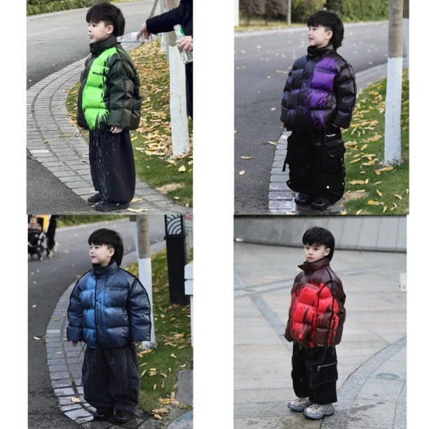 【现货】Jimmy妈童装温感变色冬季新款儿童温变科技立领免洗羽绒服