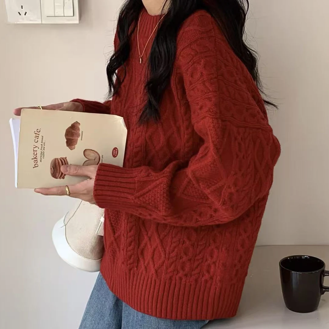 《按编码拍》秋冬针织长袖百搭毛衣毛针织衫宽松慵懒风网红