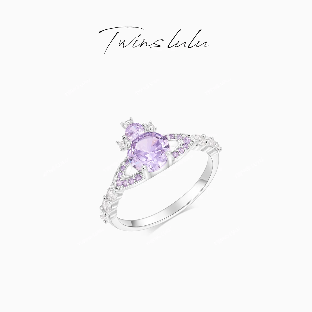 TWINS LULU 镀K金【紫星迹】设计感ins气质温柔圆形戒指TSS6818