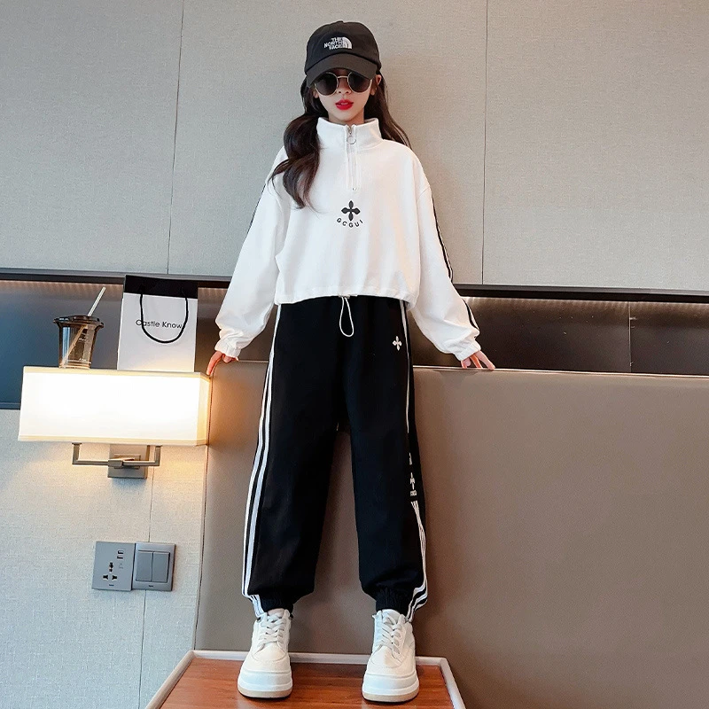 大童两件套女儿童春秋新款时髦洋气春装2025女童运动套装运动春季