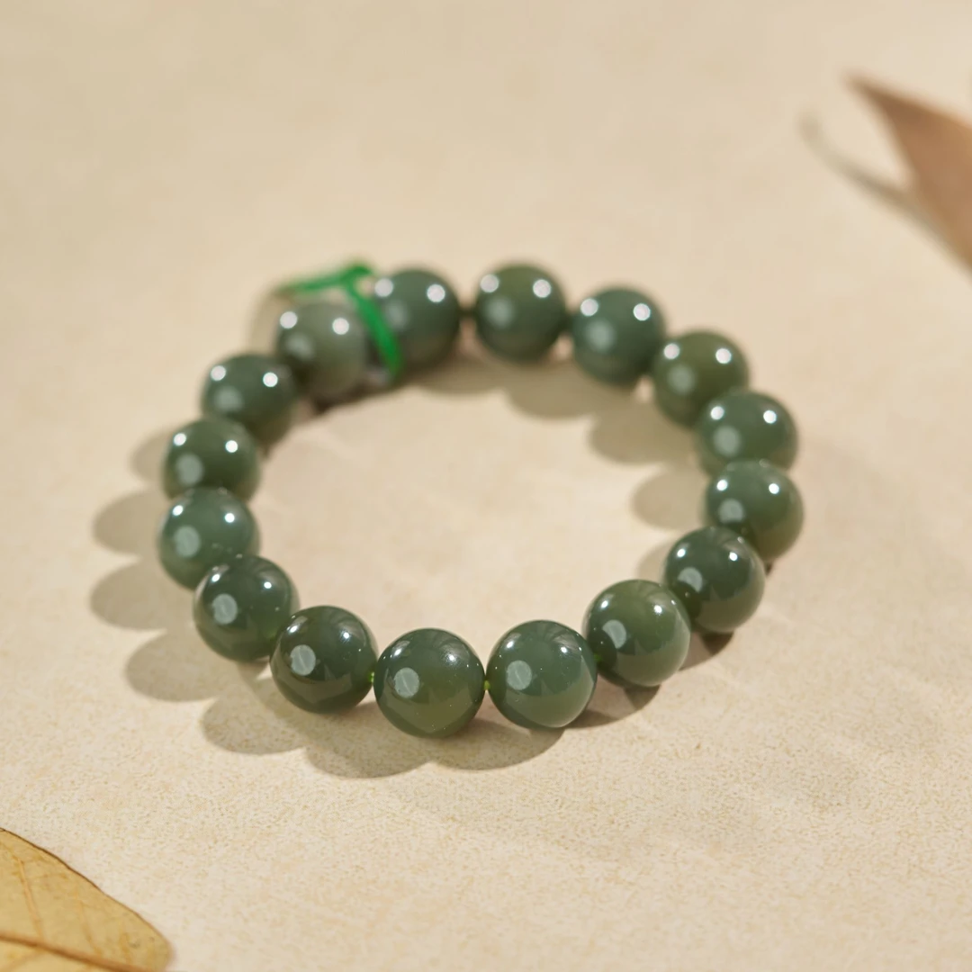 【玉总珠宝】和田玉圆珠手串-约12mm 多样性发一 CAN011043