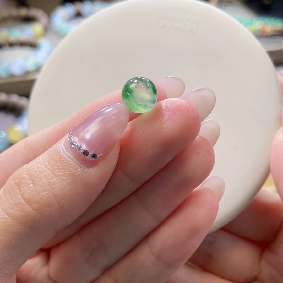 翡翠未镶嵌手链卡9.6高冰飘绿