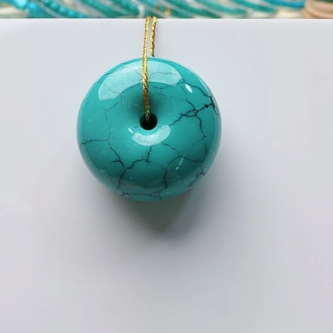 绿松石未镶嵌高瓷绿水草纹平安扣20.5