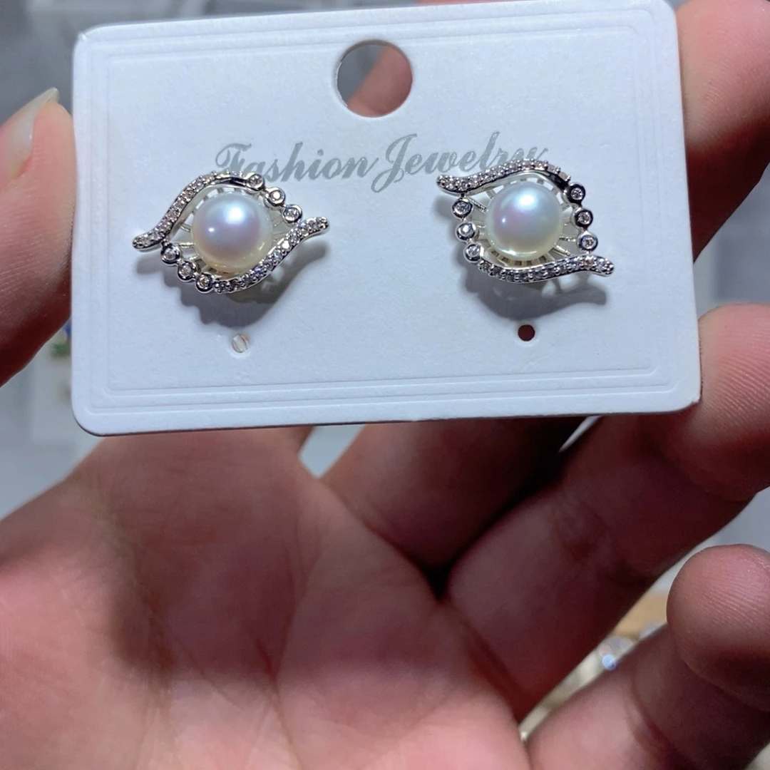 银S925镶嵌淡水珍珠耳饰