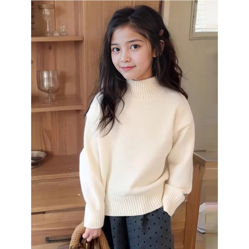 女童毛衣秋冬季2025新款儿童洋气高领针织衫女大童秋装百搭打底衫