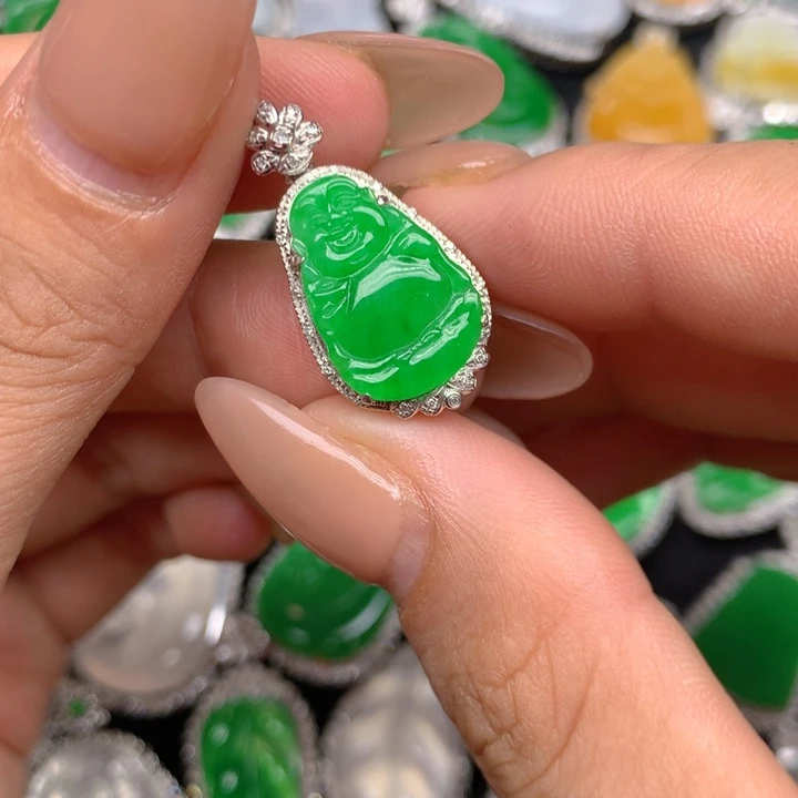 翡翠18K金镶嵌吊坠(不含链)