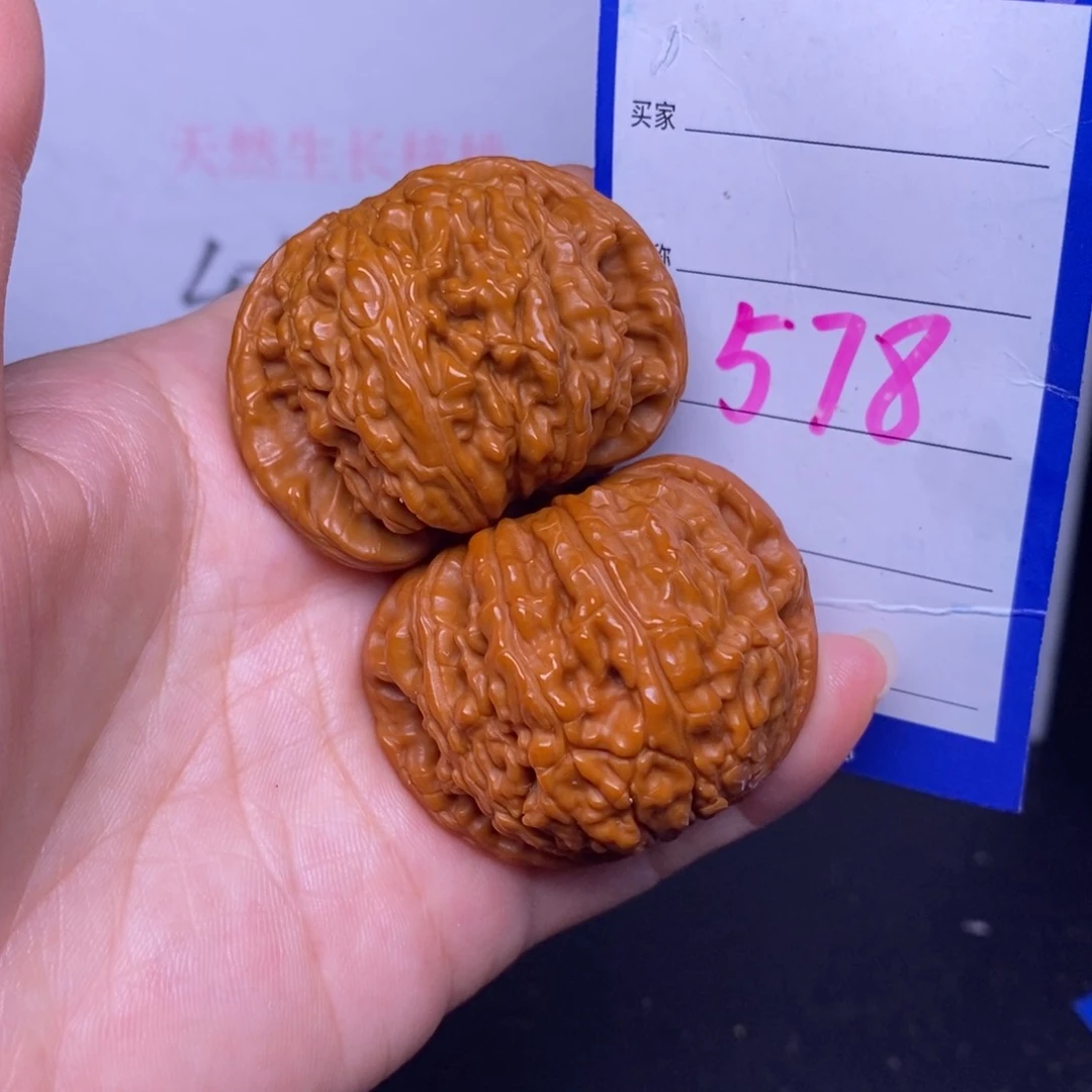 文玩核桃把件578/44.5闷白