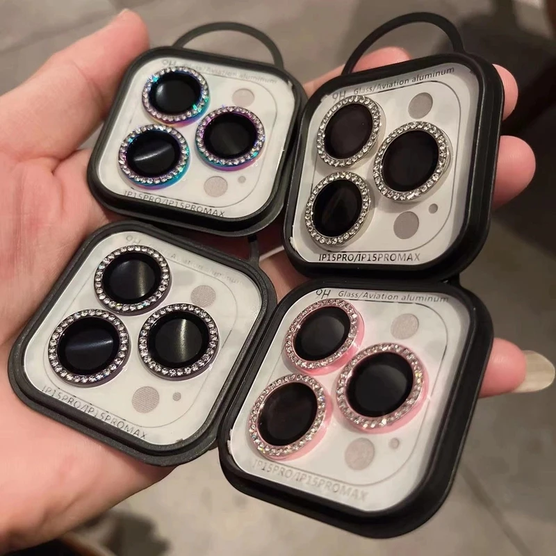 适用苹果16镜头膜iPhone16ProMax奢华镶钻炫彩13后置防刮15高清14