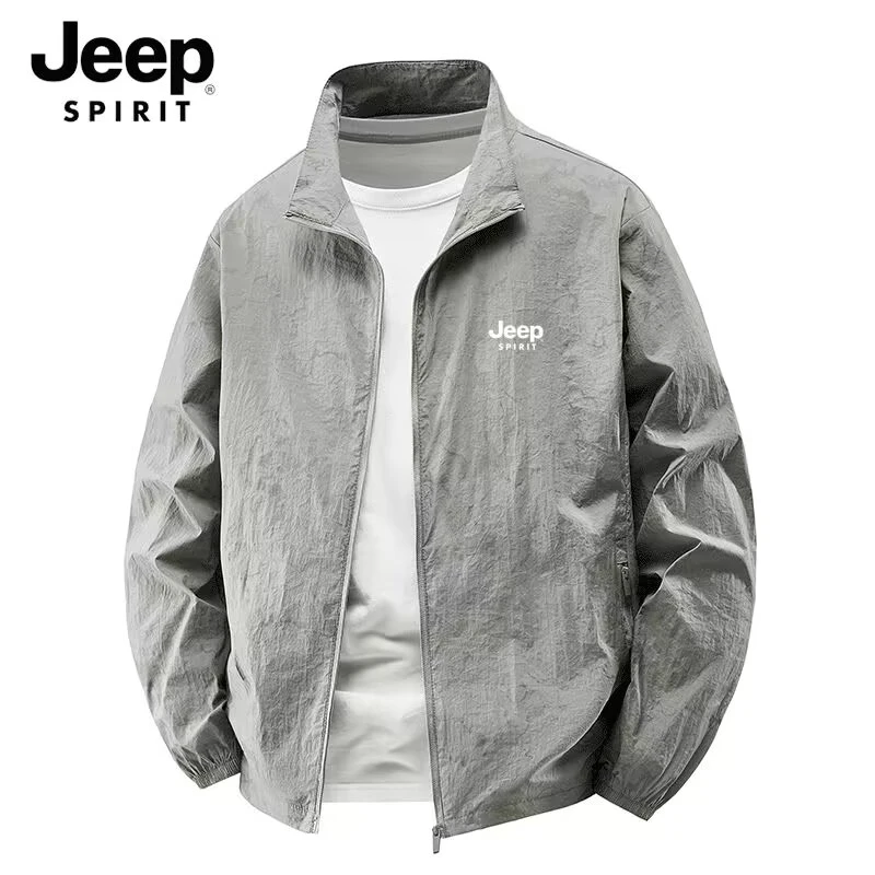 JEEPSPIRIT【茜茜专属】吉普夏季男士防晒衣立领迷彩轻薄透气皮肤衣