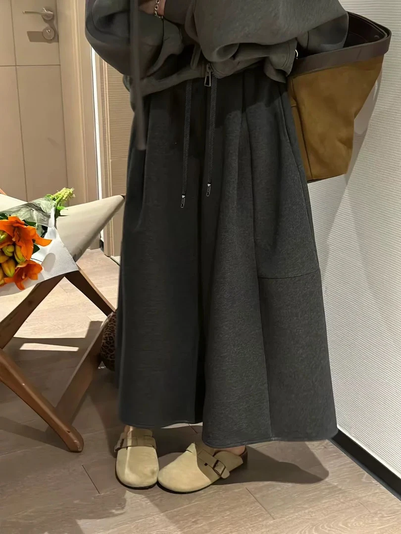 【加厚➕含羊毛】2025秋冬显瘦高腰宽松常规中长款八分裙裤