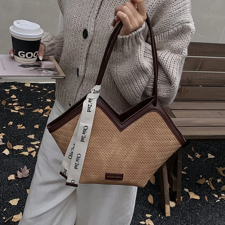 大容量包包女2025新款复古压痕手提腋下包撞色质感通勤