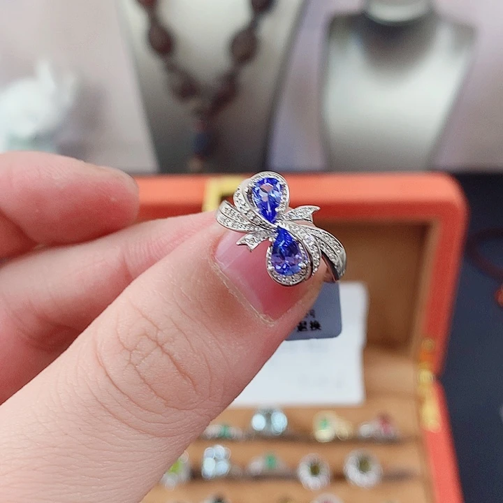 坦桑石戒指银S925镶嵌