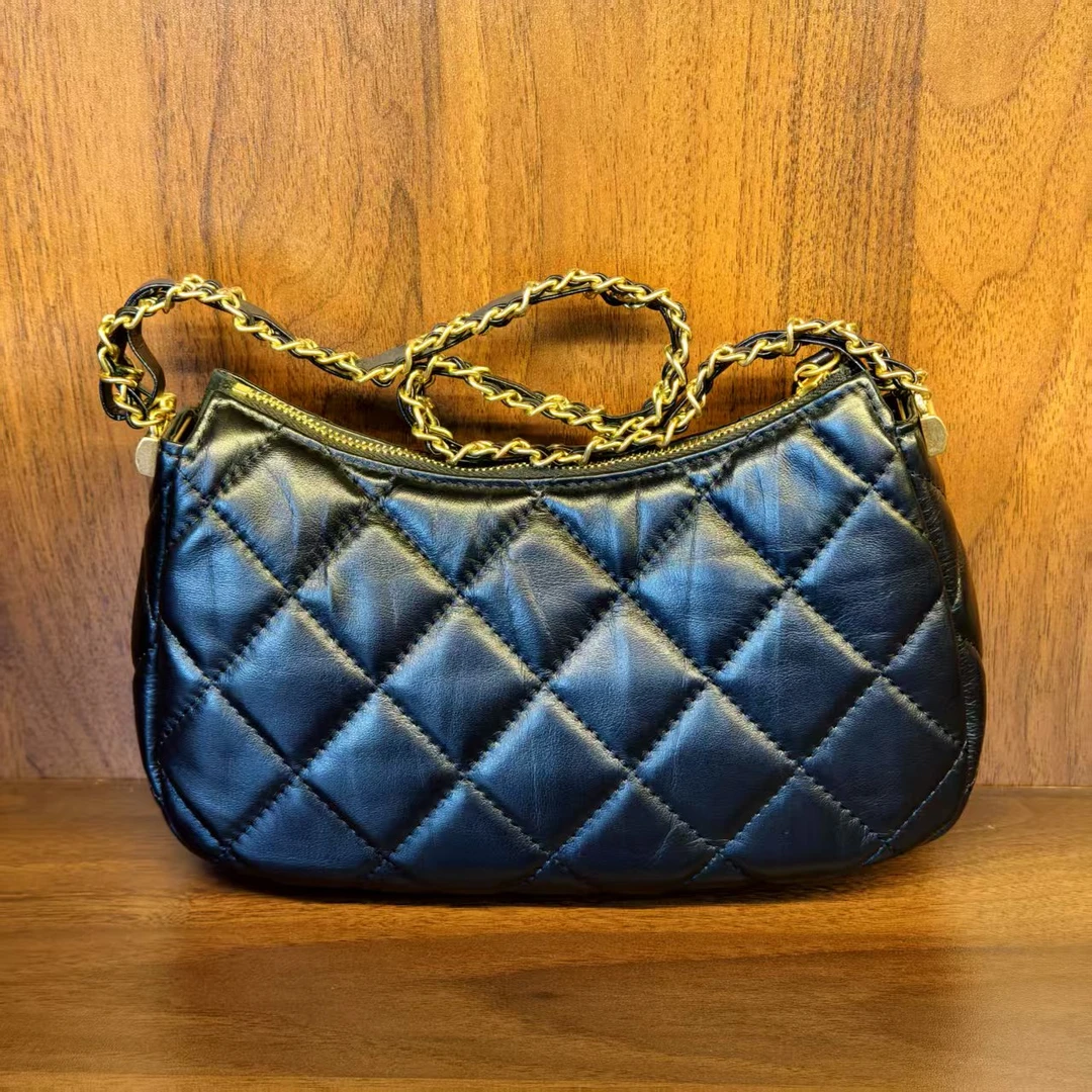 薇薇手工真皮包-黑色-长23x高14-24K香A217