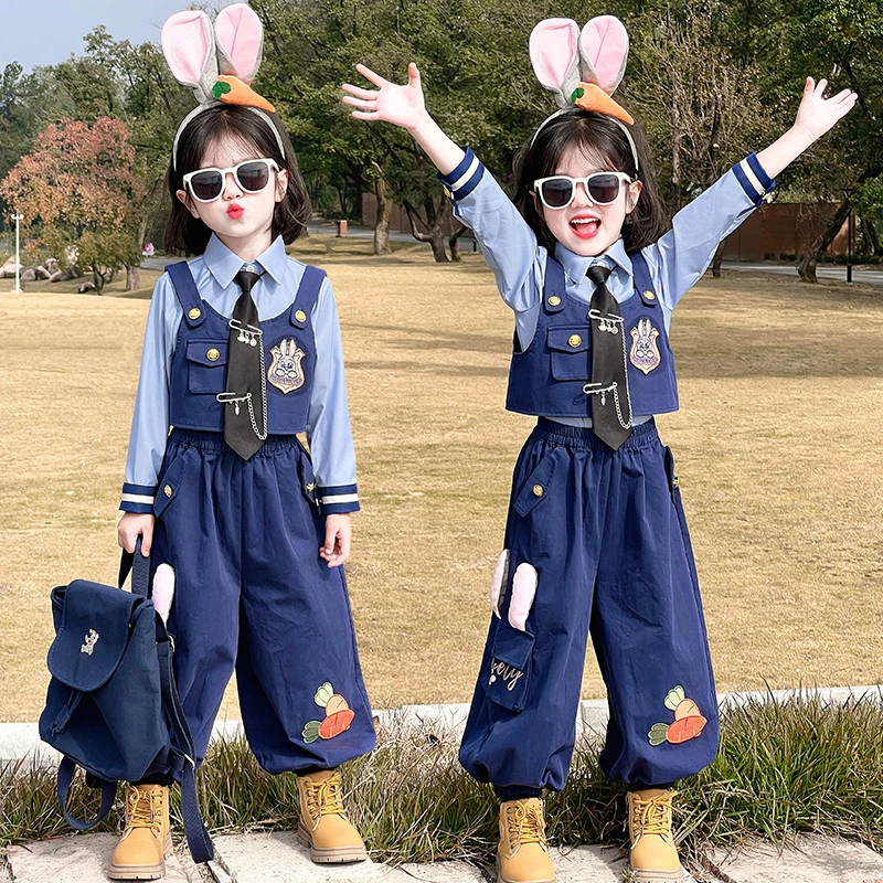 兔子警官儿童衣服三件套女童朱迪套装cos穿搭新款6疯狂动物城服装