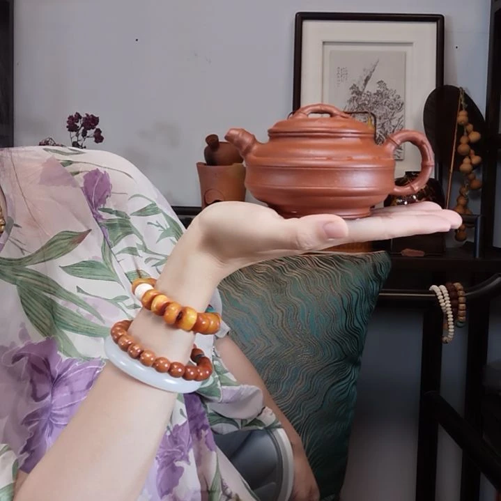 巷***猫茶壶紫砂双线竹鼓半手工