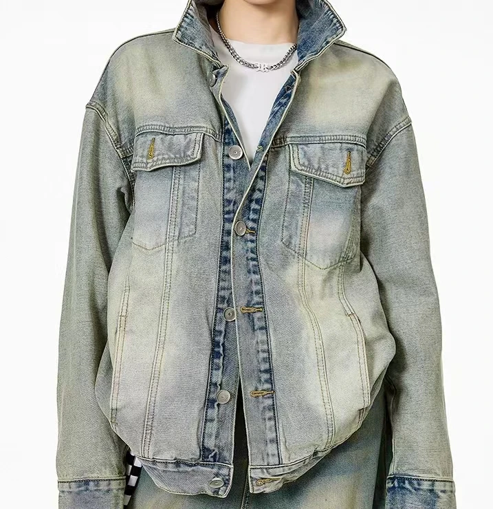 H001-050时尚y休闲潮流百搭宽松显瘦复古韩版牛仔外套男女四季款