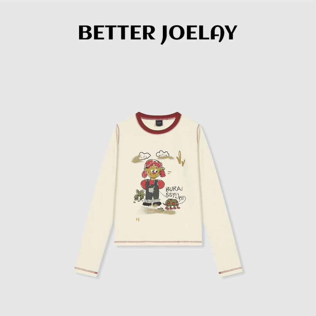 BETTER JOELAY-【蜡笔肖像】时尚百搭简约ins风休闲T恤长袖KH1259