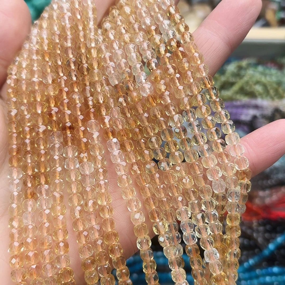 玛瑙/玉髓未镶嵌珠宝半成品4×4黄水晶渐变方切一条