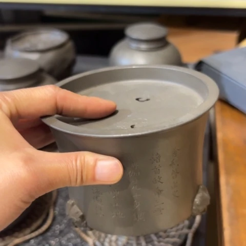 蜜安罐瓷香炉锡茶则
