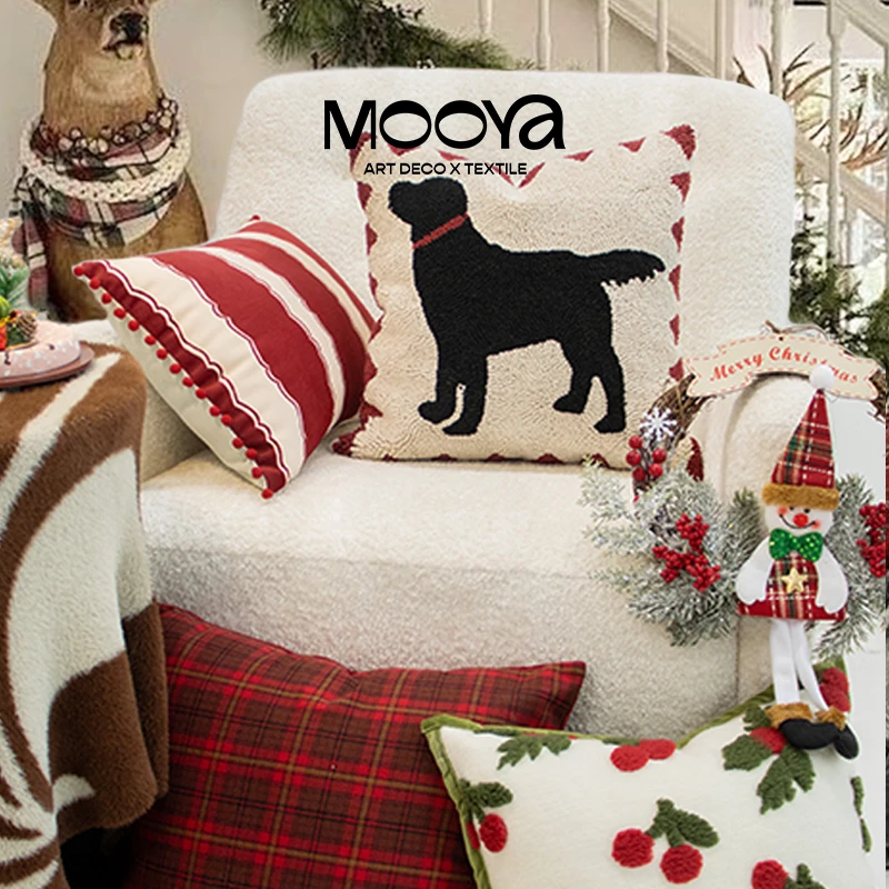 目野「雪国来信」法式轻奢复古红色氛围抱枕高级靠枕套靠垫沙发客厅