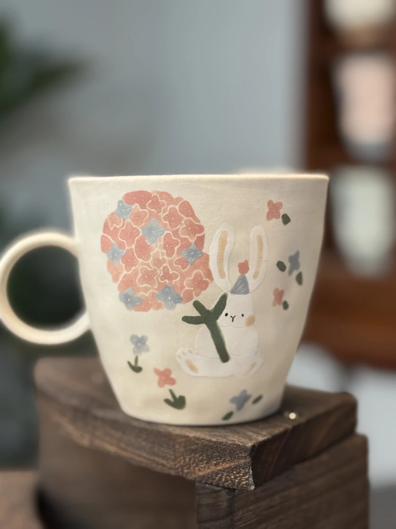川谷原创粉色朵朵咖啡杯杯