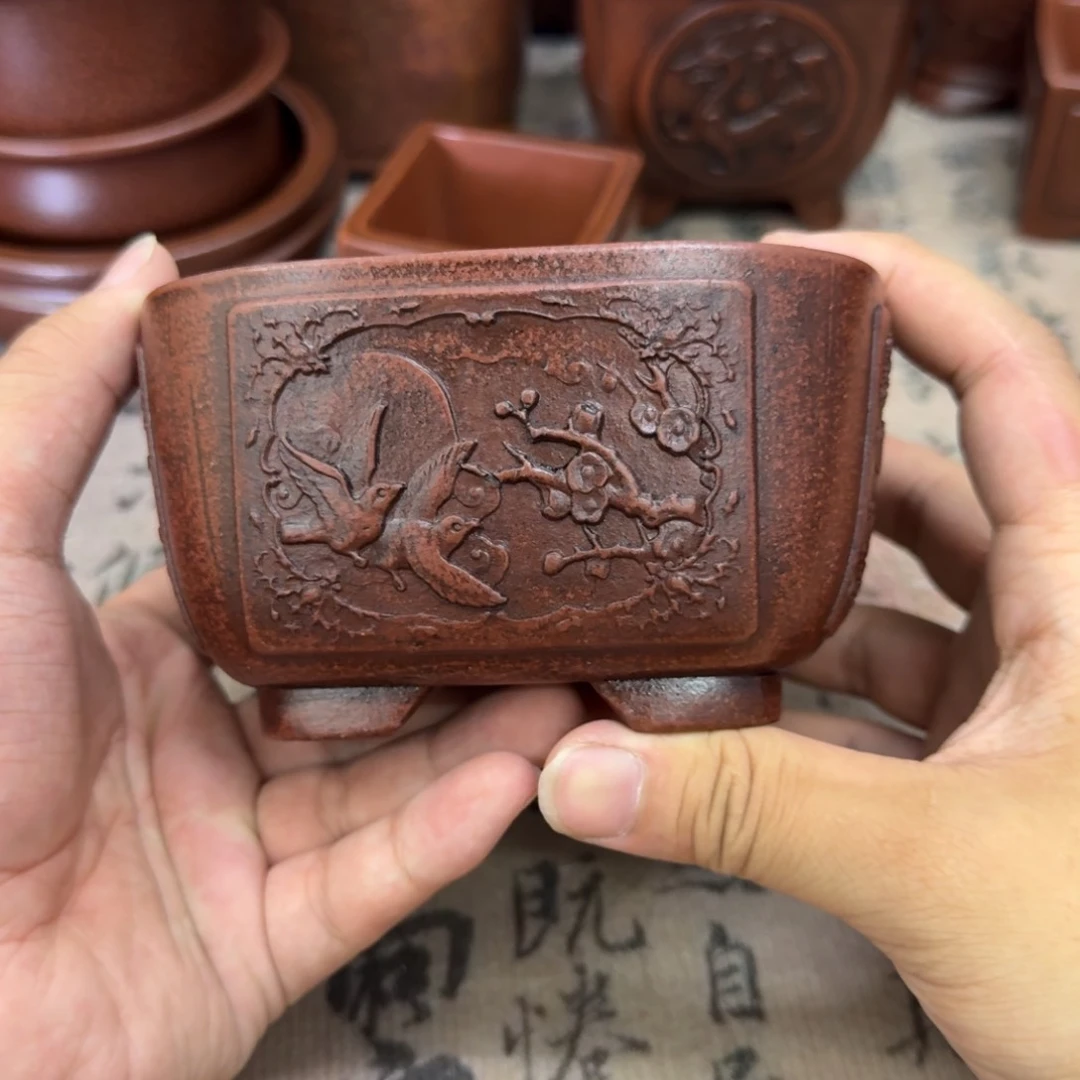 紫砂花盆11.5x6内经紫砂花盆