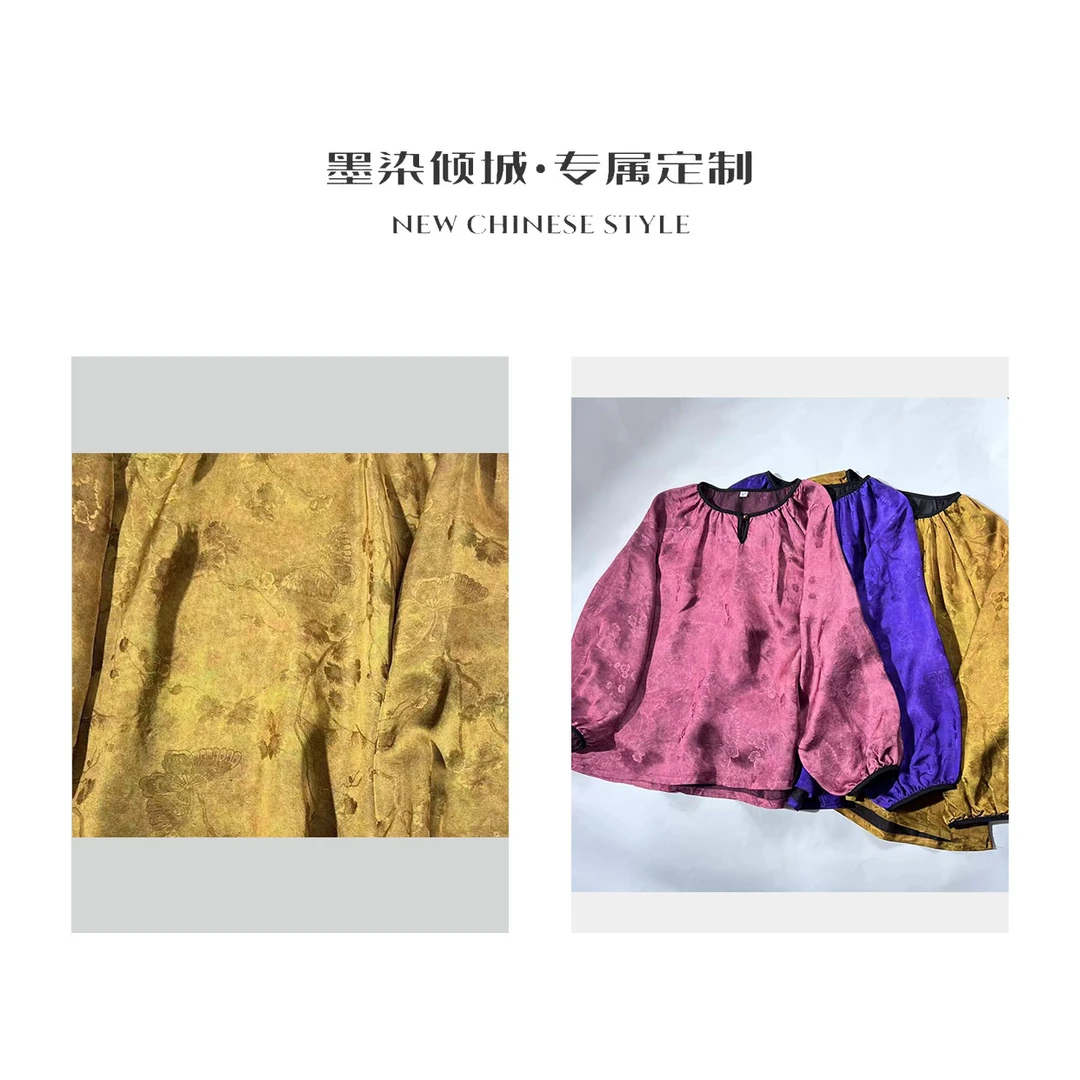 靓仙·小衫-高定100蚕丝圆领灯笼袖小衫