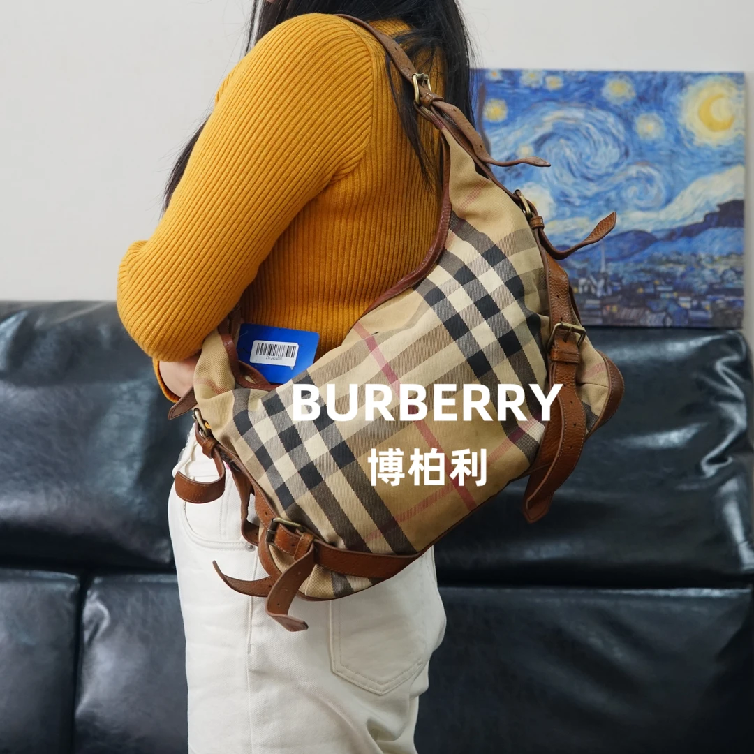 95新 BURBERRY/博柏利 巴宝莉/格纹单肩包/FYZT12404010/4010