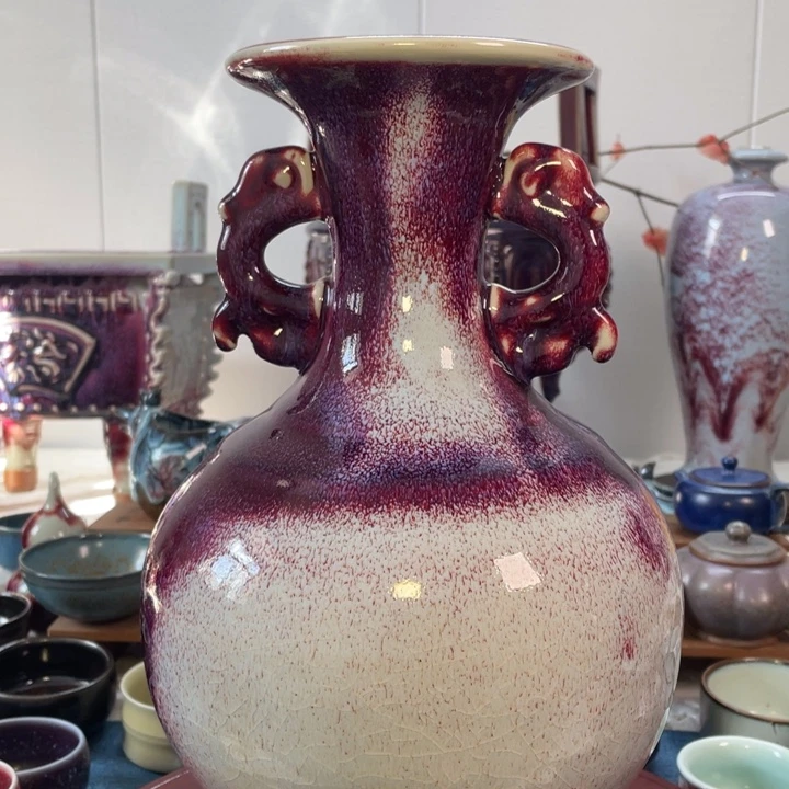 摆件钧瓷煤烧s双龙尊