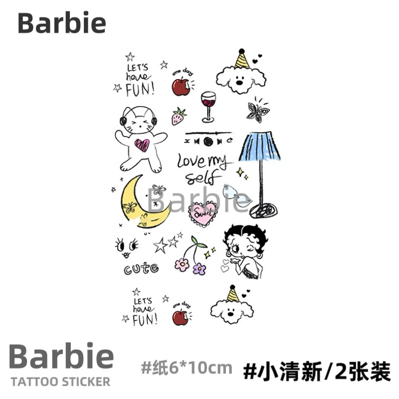 Barbie 音乐小猫 mini款彩色防水纹身贴