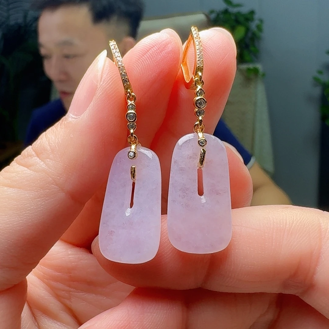 银S925镶嵌翡翠耳饰天然
