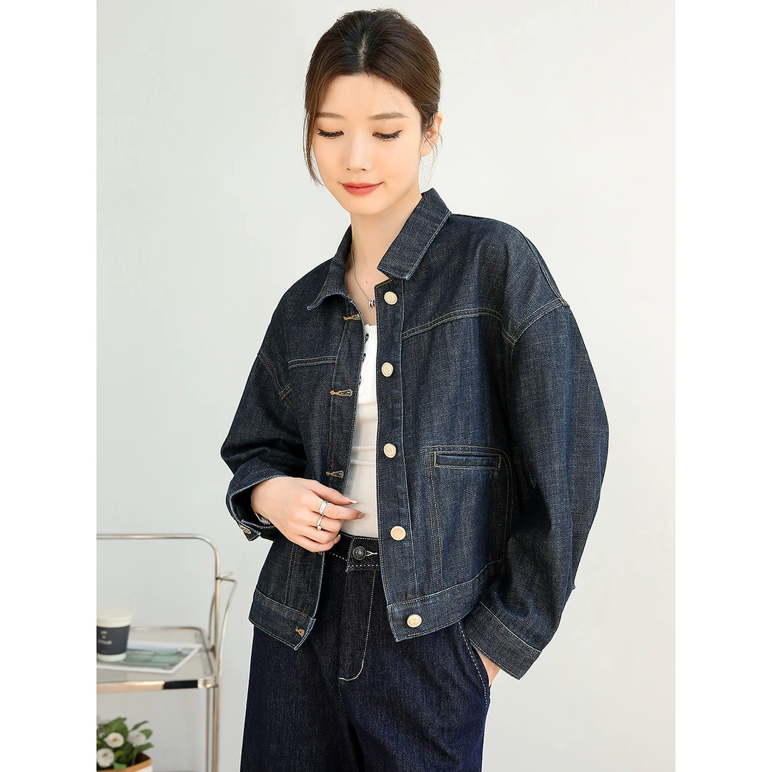 茵曼2024全季新款女棉衣/棉服外套上衣纯棉夹克牛仔休闲长袖爆款