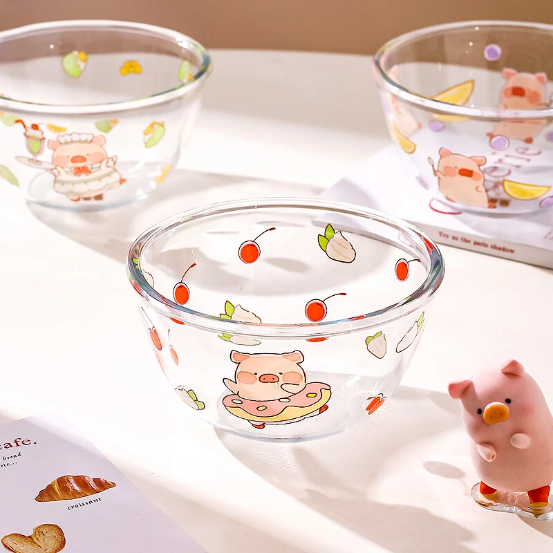 川岛屋&lulu猪联名 玻璃碗家用2025新款高颜值水果碗沙拉碗酸奶碗