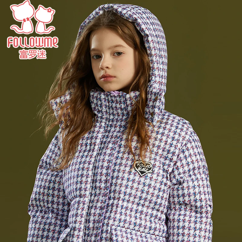 富罗迷反季儿童时尚休闲白鸭绒中长款中大童羽绒服F4D6811Y