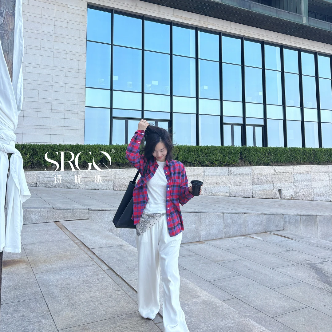 zhang&bai | 冰感棉 红蓝格衬衫极简天花板复古休闲百搭款