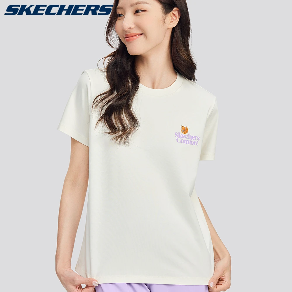 斯凯奇夏女新款经典款宽松T恤时尚百搭吸湿速干凉感短袖L225W183