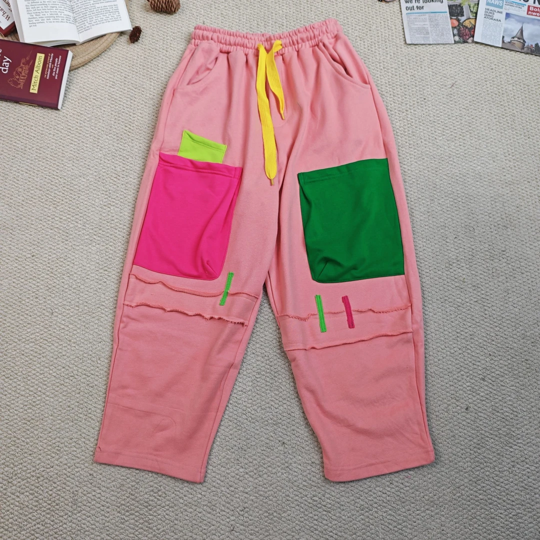 2025春季新款时尚百搭运动风拼色休闲裤束脚裤9582