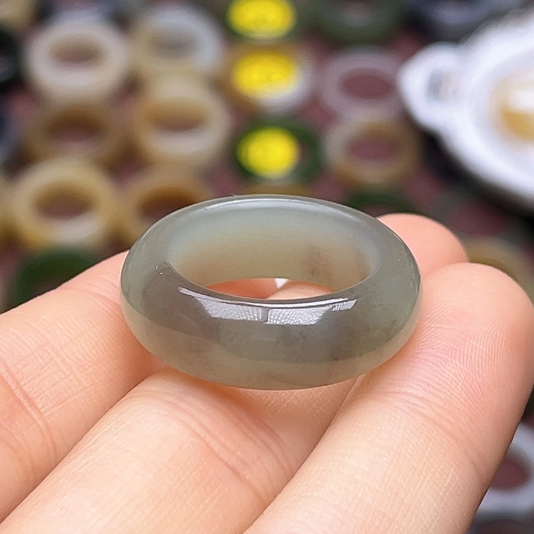 和田玉未镶嵌戒指18.4冰紫翠