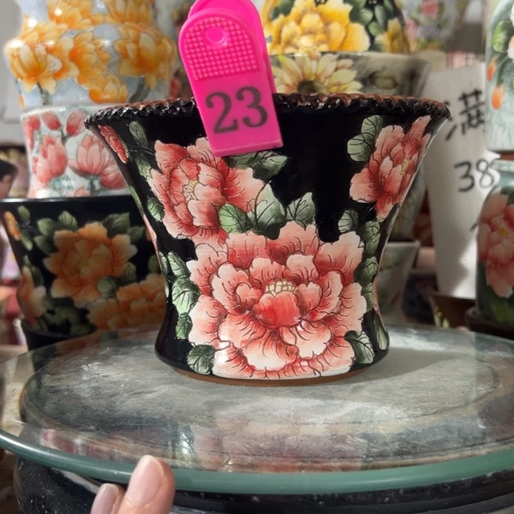 景德镇手绘花盆满38包邮偏远地区除外