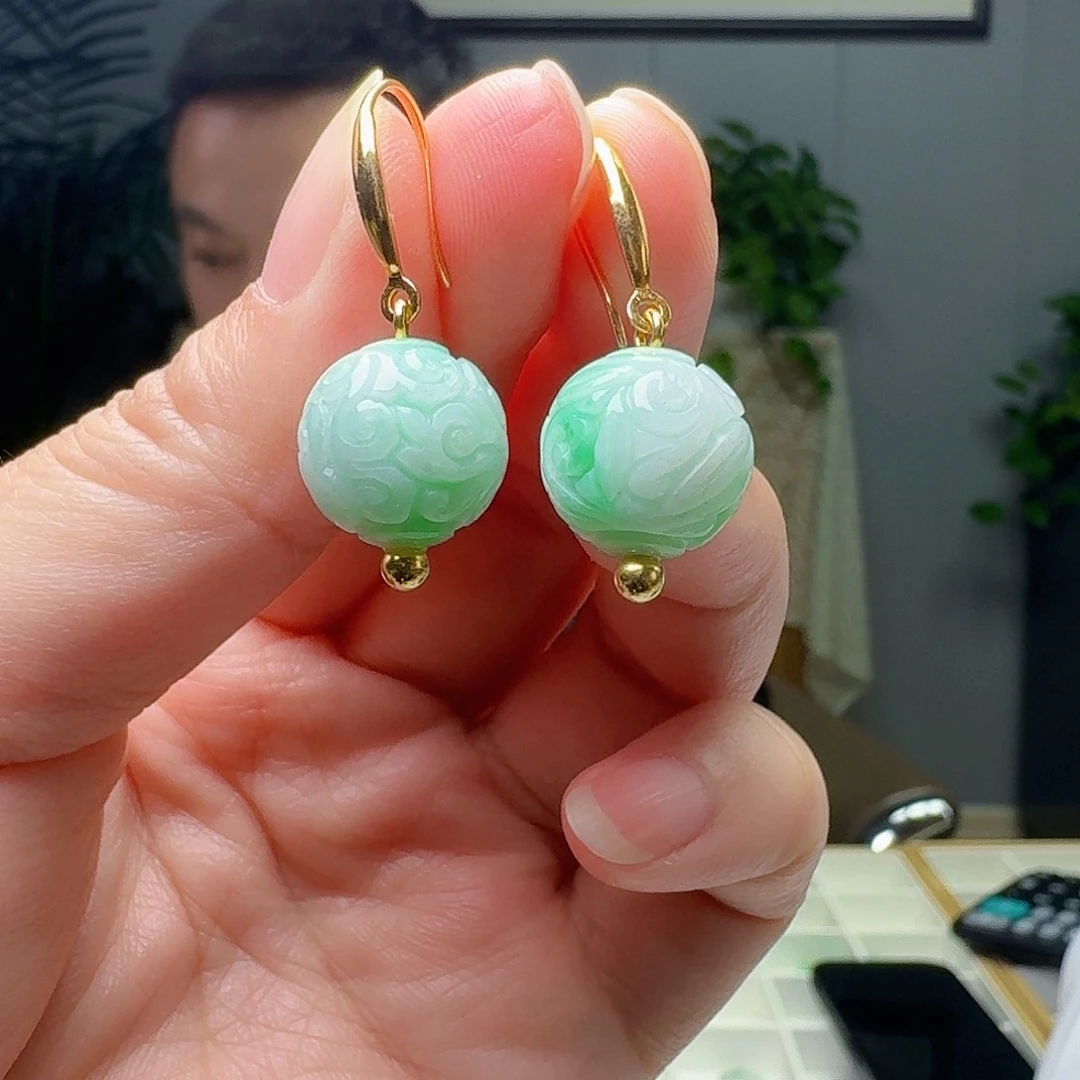 翡翠银S925镶嵌耳饰多样性发货其一