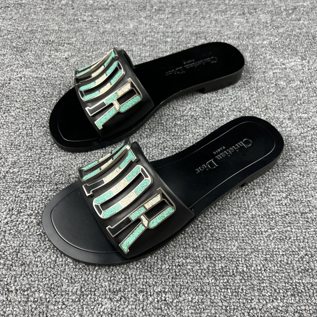 未使用 DIOR/迪奥 35.5码 Dior迪奥绿松石拖鞋 全新存放 /6085